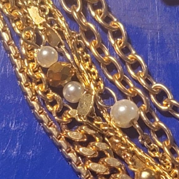 NWT Gold Faux Pearl & Bead Layered Strand Necklace 17" STYLE & CO - Picture 9 of 10